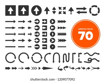 Set of 70 different arrows in various size and shapes
