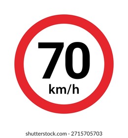 set of 70 km h speed limit sign icons. traffic sign symbol