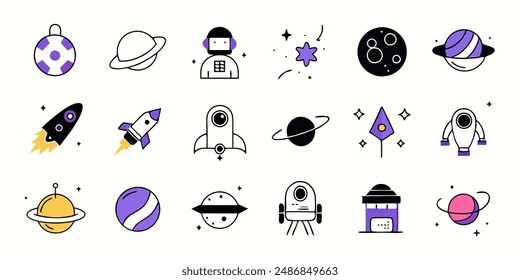 Set of 70s groovy element vector. Collection of cartoon character, doodle smile face, UFO, UAP, alien, spaceship, rocket, saturn, cow. Cute retro groovy hippie design for decorative, sticker, kids.