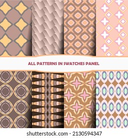 70er Jahre Retro Nahtlose Muster in Orange, Braun, Rosa und Beige. Retro-Stil und Ästhetik der 60er und 70er Jahre.