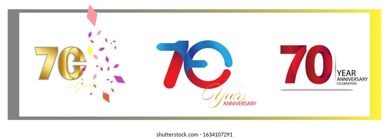 set 70th anniversary logo vector template. Design for banner, greeting cards or print