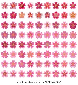 Set of 72 cherry blossom flower borders / Vector EPS 10 illustration