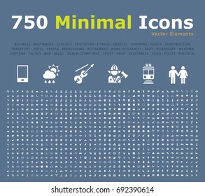 Set of 750 Universal Icons. Isolated Vector Elements.