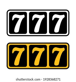 Set of 777 jackpot icon on white. Simple vector illustration.