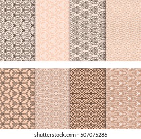 set of 8 abstract of cubes. vector illustration. for wallpaper design, seamless texture
