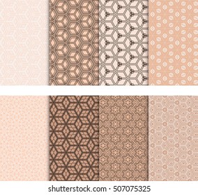 set of 8 abstract of cubes. vector illustration. for wallpaper design, seamless texture