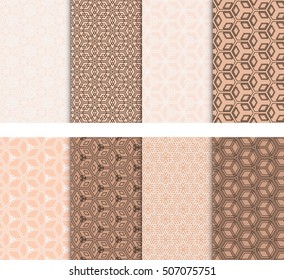 set of 8 abstract of cubes. vector illustration. for wallpaper design, seamless texture