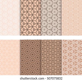 set of 8 abstract of cubes. vector illustration. for wallpaper design, seamless texture