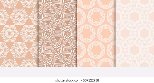 set of 8 abstract of geometry pattern. vector illustration. for wallpaper design, seamless texture, Ethnic ornament.