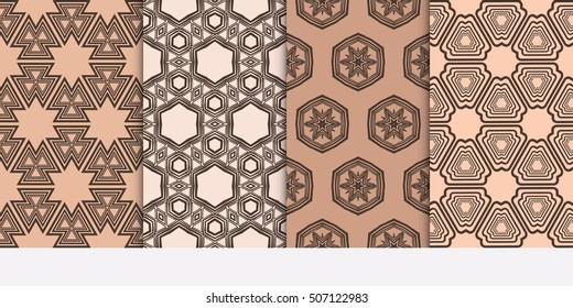 set of 8 abstract of geometry pattern. vector illustration. for wallpaper design, seamless texture, Ethnic ornament.