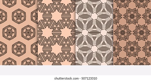 set of 8 abstract of geometry pattern. vector illustration. for wallpaper design, seamless texture, Ethnic ornament.