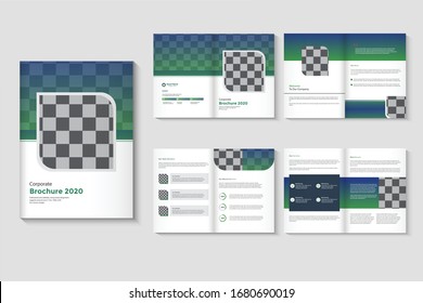 Conjunto de 8 coberturas anuales, volante, presentación, revista, folleto. Portada con marca A4 y guía de sangrado. Plantilla de diseño en tamaño A4 con marca para agregar imágenes. fácil de editar.