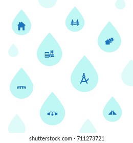 Set Of 8 Architecture Icons Set.Collection Of Golden Gate, Shop, Aztec Pyramid And Other Elements.