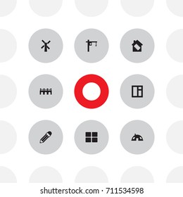 Set Of 8 Architecture Icons Set.Collection Of Casement, Lifting, Bridge And Other Elements.