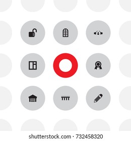 Set Of 8 Architecture Icons Set.Collection Of Open, Suspension, Award And Other Elements.