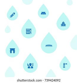 Set Of 8 Architecture Icons Set.Collection Of Residential, Pencil, Seamark And Other Elements.