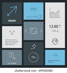 Set Of 8 Astrology Outline Icons Set.Collection Of Cancer, Constellation, Sagittarius And Other Elements.