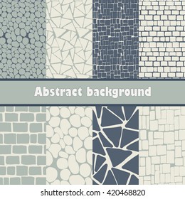 set of 8 background- vector stone wall - seamless patterns