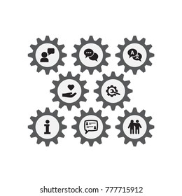Set Of 8 Backing Icons Set.Collection Of Friendship, Info, Support And Other Elements.