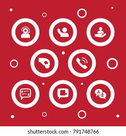 Set Of 8 Backing Icons Set.Collection Of Ball, Support, Call And Other Elements.
