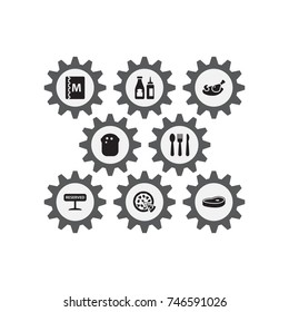 Set Of 8 Bar Icons Set.Collection Of Silverware, Registered, Book And Other Elements.
