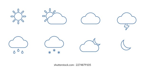 Set of 8 basic weather icons