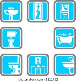 A set of 8 bathroom vector icons.