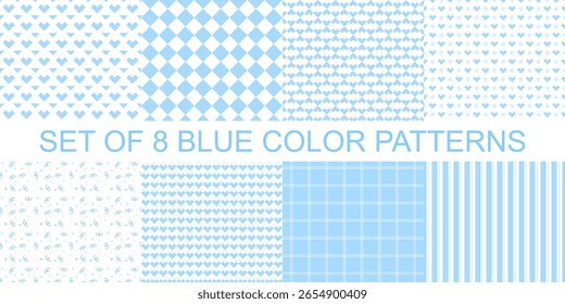 conjunto de 8 azul cor sem costura padrão geométrico, padrão de tecido, papel de embrulho para presente, tampa do notebook, caso do telefone 