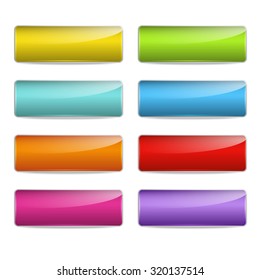 set of 8 bright rectangular buttons