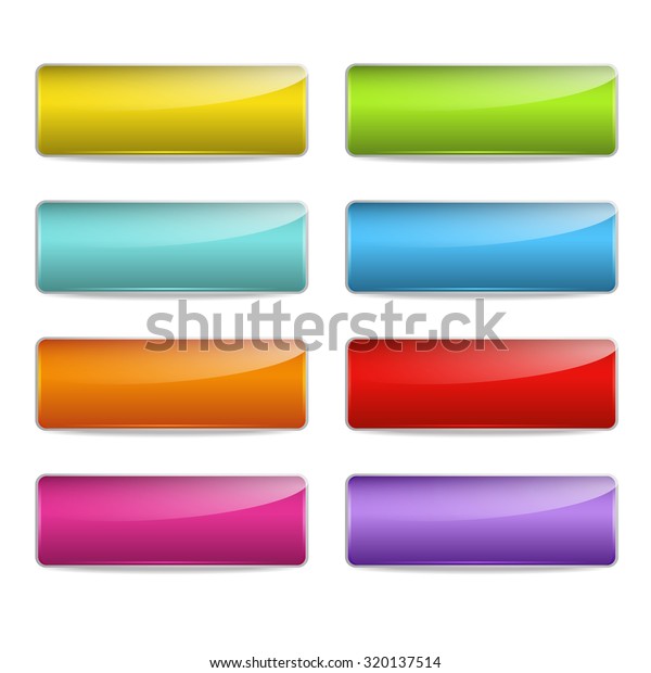 Set 8 Bright Rectangular Buttons Stock Vector (Royalty Free) 320137514 ...