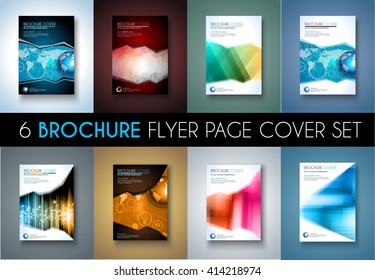 Set of 8 Brochures templates, Flyer Designs or Depliant Covers for business presentation and magazine covers, annual reports and marketing generic purposes.