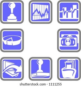 Un conjunto de 8 iconos vectoriales de negocios. Revisa mi portafolio para ver muchas más imágenes de esta serie.