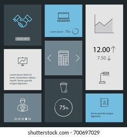 Set Of 8 Cabinet Outline Icons Set.Collection Of Administrator, Reading-Lamp, Recycle Bin And Other Elements.