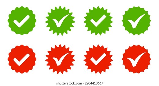 Conjunto de 8 diseños de aprobación de marca de verificación, estilo de glifo plano, aislado en blanco, plantilla de diseño de clipart