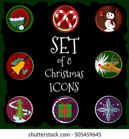 Set of 8 christmas icons