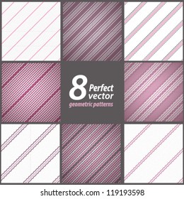 A set of 8 classical feminine striped patterns. Seamless vector.