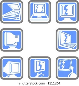 A set of 8 computer technology vector icons.