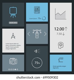 Set Of 8 Constructive Outline Icons Set.Collection Of Dividers, Easel, Table Lamp And Other Elements.