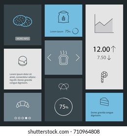 Set Of 8 Cooking Outline Icons Set.Collection Of Croissant, Cookie, Pudding And Other Elements.