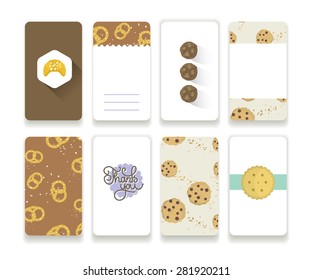 Set of 8 cute cards on white background