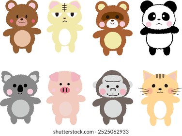 Set of 8 cute stuffed animals