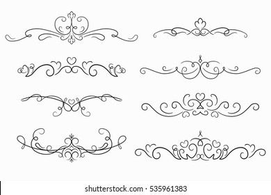 Set Of 8 Decorative Swirls Elements, Dividers, Page Decors.