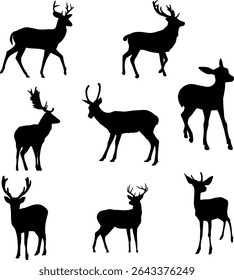Set of 8 deer silhouettes
