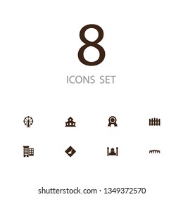 Set of 8 design icons set. Collection of quality, attraction, mansion and other elements.