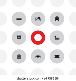 Set Of 8 Design Icons Set.Collection Of Hangar, Board Stand, University Elements.