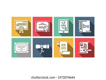 set of 8 different diploma certificate icons vector