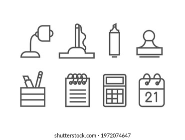 set of 8 different stationery tools and office supply icons vector