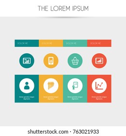 Set Of 8 Editable Analytics Icons. Includes Symbols Such As Decrease, Graph Information, Tablet Analysis And More. Can Be Used For Web, Mobile, UI And Infographic Design.