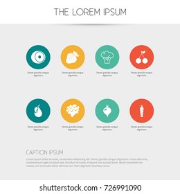 Set Of 8 Editable Berry Icons. Includes Symbols Such As Carrot, Avocado, Tree And More. Can Be Used For Web, Mobile, UI And Infographic Design.