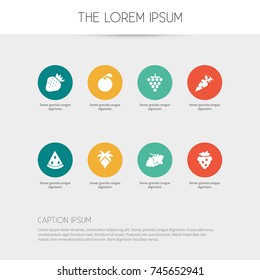 Set Of 8 Editable Berry Icons. Includes Symbols Such As Strawberry, Muskmelon, Citrus And More. Can Be Used For Web, Mobile, UI And Infographic Design.